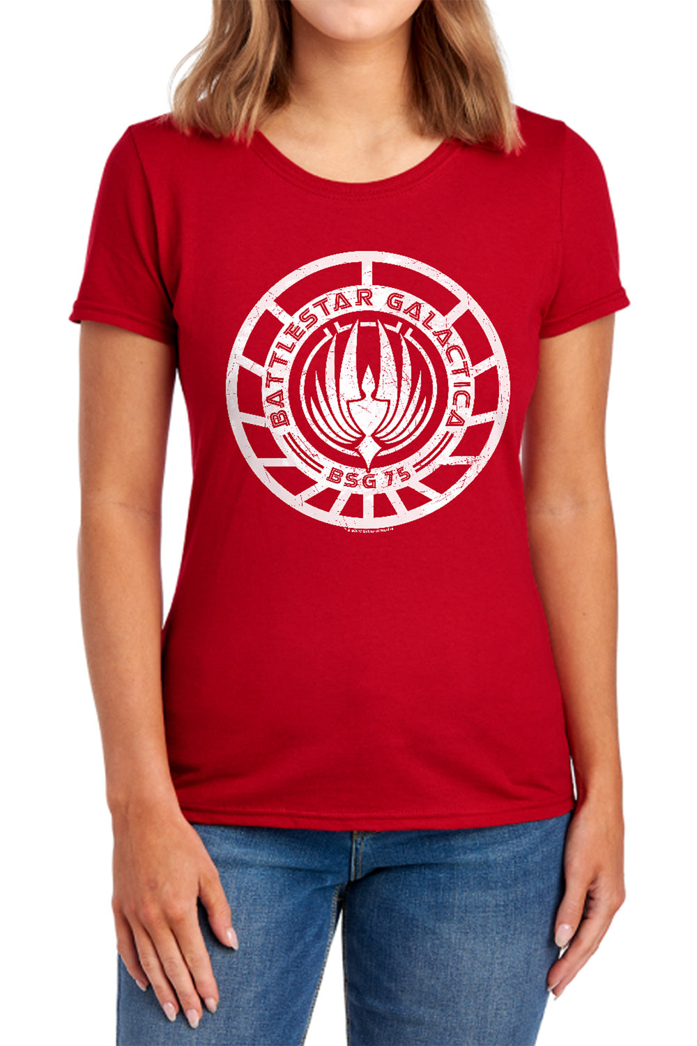 AN OFFCIALLY LICENSED BSG SCRATCHED BSG LOGO WOMEN'S REGULAR FIT T-SHIRT NAVY