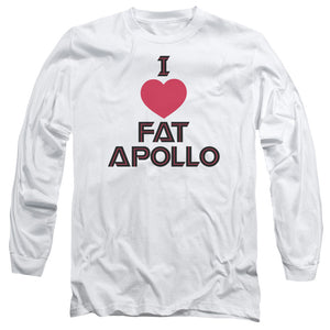 AN OFFCIALLY LICENSED BSG I HEART FAT APOLLO MEN'S LONG SLEEVE T-SHIRT WHITE