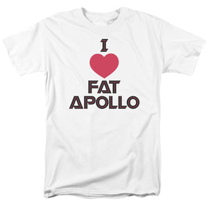 AN OFFCIALLY LICENSED BSG I HEART FAT APOLLO MEN'S REGULAR FIT T-SHIRT WHITE