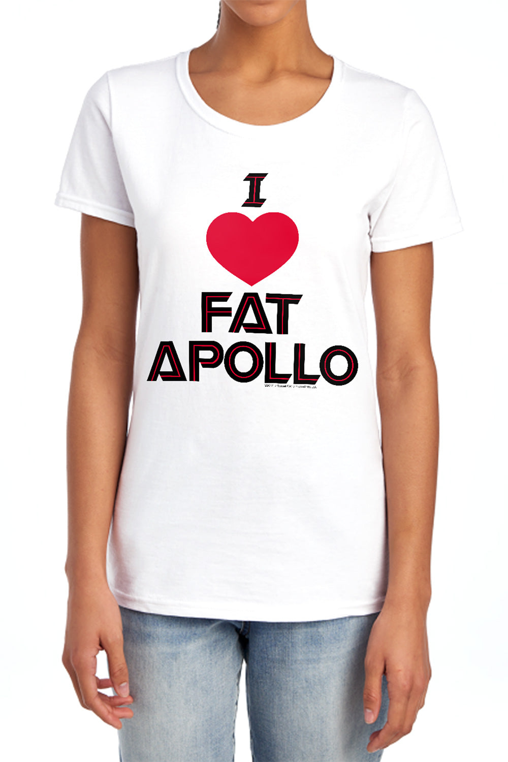 AN OFFCIALLY LICENSED BSG I HEART FAT APOLLO WOMEN'S REGULAR FIT T-SHIRT WHITE