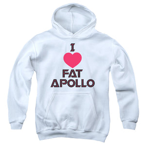 AN OFFCIALLY LICENSED BSG I HEART FAT APOLLO YOUTH HOODIE WHITE