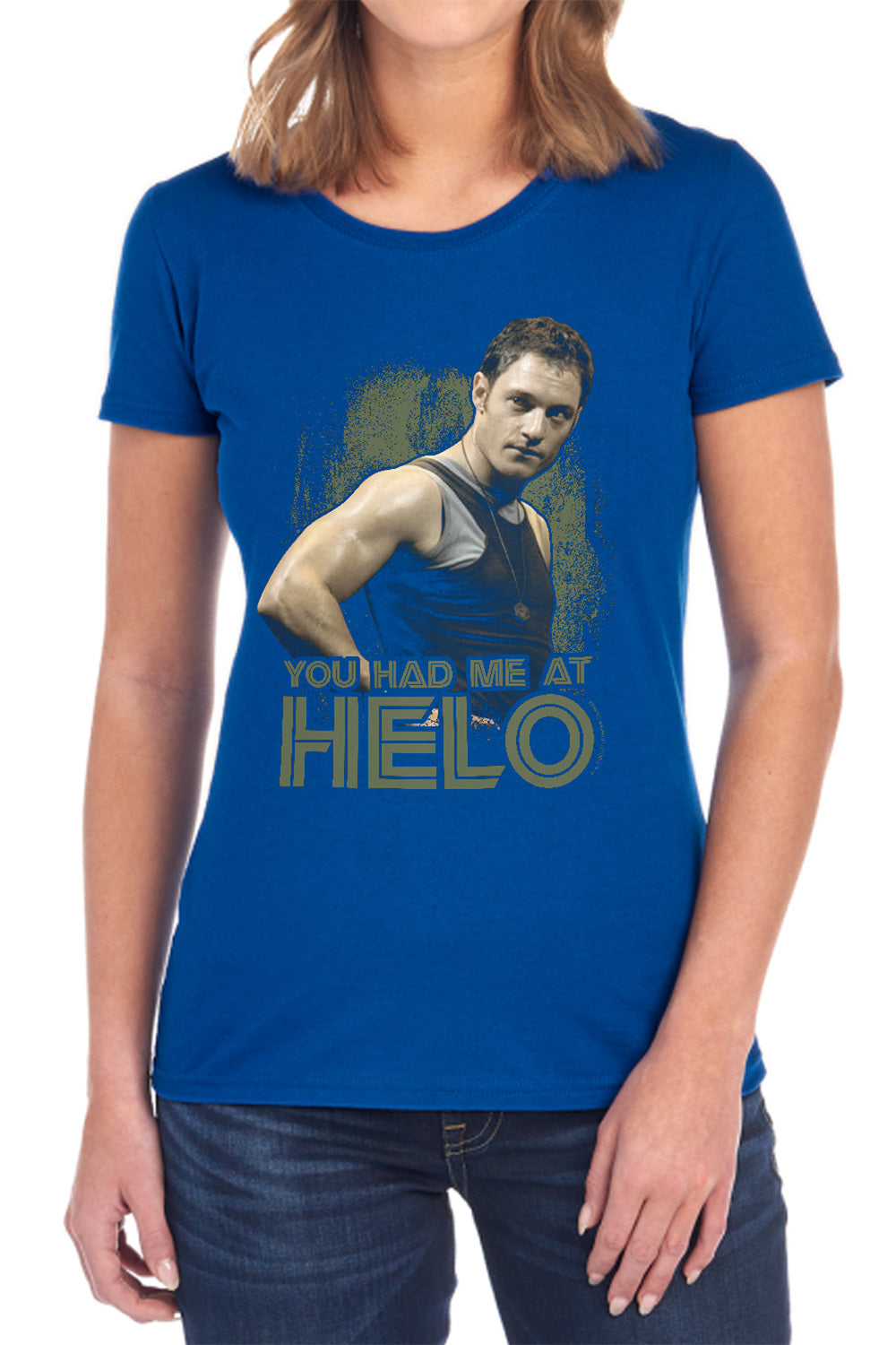 AN OFFCIALLY LICENSED BSG HAD ME AT HELO WOMEN'S REGULAR FIT T-SHIRT BLACK