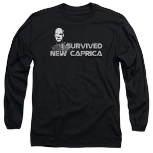 AN OFFCIALLY LICENSED BSG I SURVIVED NEW CAPRICA MEN'S LONG SLEEVE T-SHIRT BLACK
