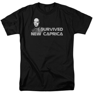 AN OFFCIALLY LICENSED BSG I SURVIVED NEW CAPRICA MEN'S REGULAR FIT T-SHIRT BLACK