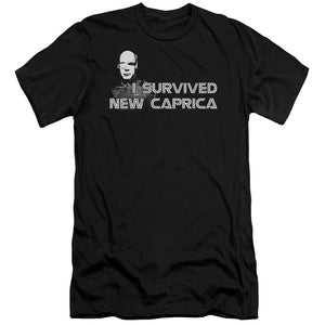 AN OFFCIALLY LICENSED BSG I SURVIVED NEW CAPRICA MEN'S PREMIUM SLIM FIT T-SHIRT BLACK