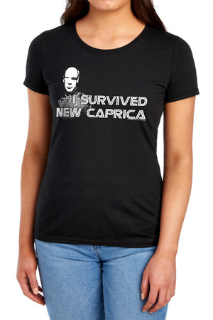 AN OFFCIALLY LICENSED BSG I SURVIVED NEW CAPRICA WOMEN'S REGULAR FIT T-SHIRT BLACK