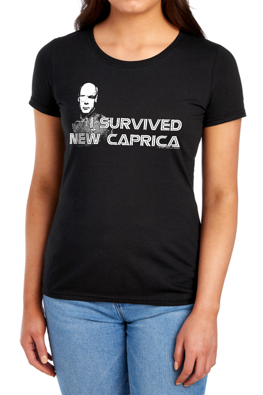 AN OFFCIALLY LICENSED BSG I SURVIVED NEW CAPRICA WOMEN'S REGULAR FIT T-SHIRT BLACK