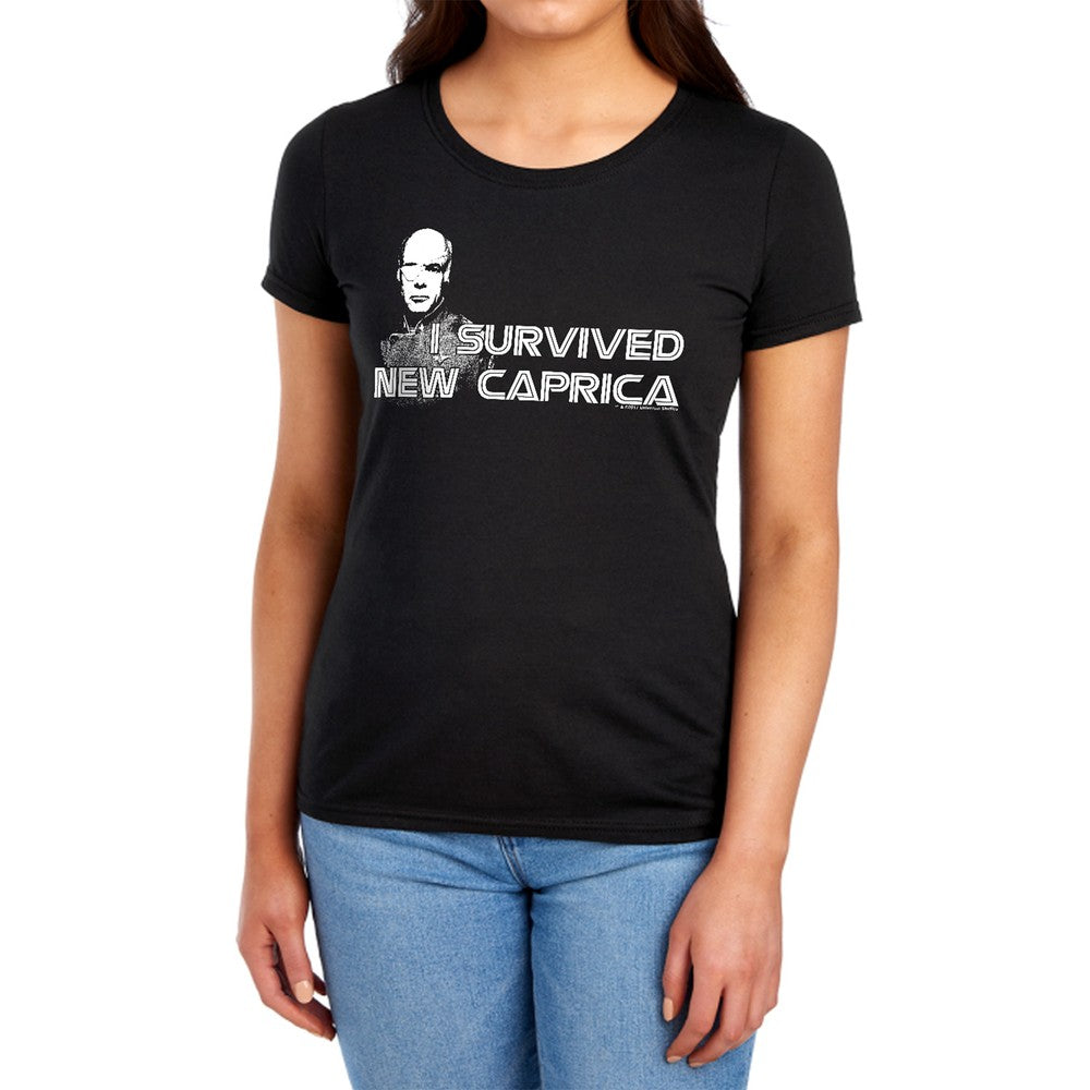 BSG I Survived New Caprica Licensed Women's T-Shirt Regular Fit SM-MD