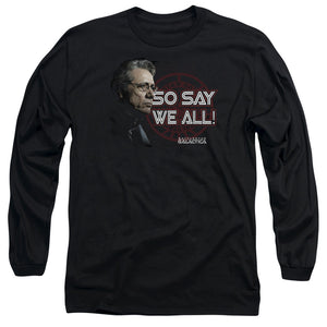 AN OFFCIALLY LICENSED BSG SO SAY WE ALL MEN'S LONG SLEEVE T-SHIRT BLACK