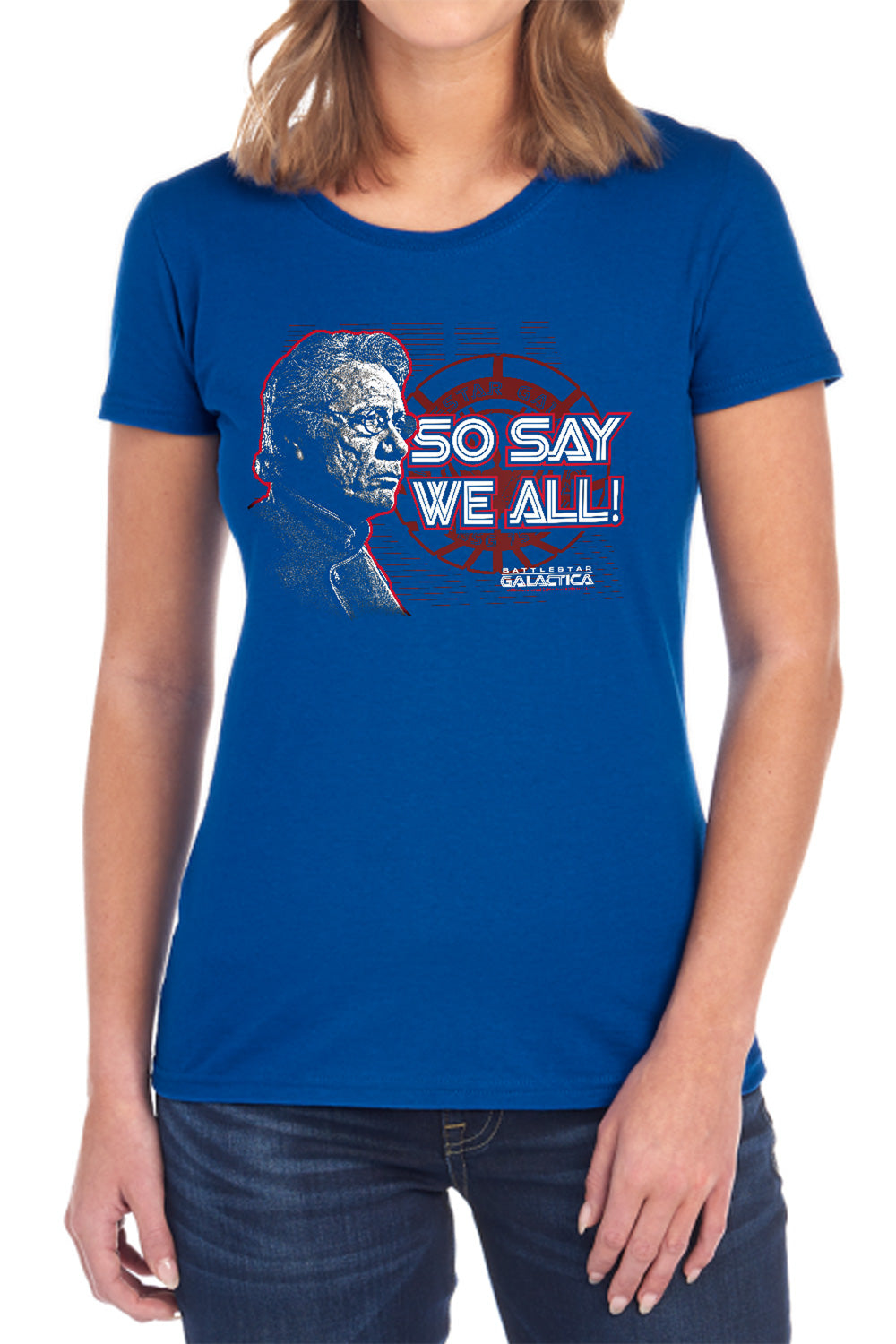 AN OFFCIALLY LICENSED BSG SO SAY WE ALL WOMEN'S REGULAR FIT T-SHIRT BLACK