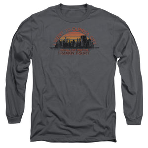 AN OFFCIALLY LICENSED BSG CAPRICA CITY MEN'S LONG SLEEVE T-SHIRT CHARCOAL