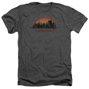 AN OFFCIALLY LICENSED BSG CAPRICA CITY MEN'S HEATHER T-SHIRT CHARCOAL
