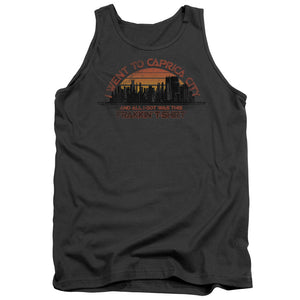 AN OFFCIALLY LICENSED BSG CAPRICA CITY ADULT UNISEX TANK TOP CHARCOAL