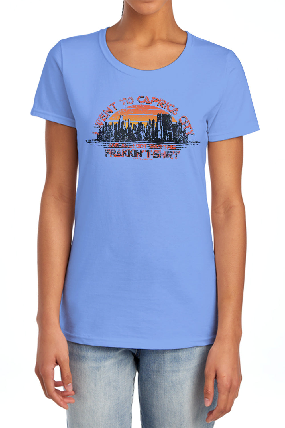 AN OFFCIALLY LICENSED BSG CAPRICA CITY WOMEN'S REGULAR FIT T-SHIRT CHARCOAL