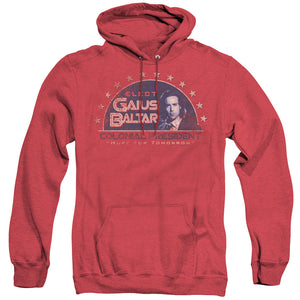 AN OFFCIALLY LICENSED BSG ELECT GAIUS ADULT UNISEX HEATHER PULLOVER HOODIE RED