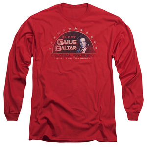 AN OFFCIALLY LICENSED BSG ELECT GAIUS MEN'S LONG SLEEVE T-SHIRT RED