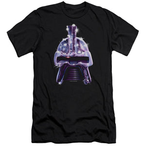 AN OFFCIALLY LICENSED BSG RETRO CYLON HEAD MEN'S PREMIUM SLIM FIT T-SHIRT BLACK