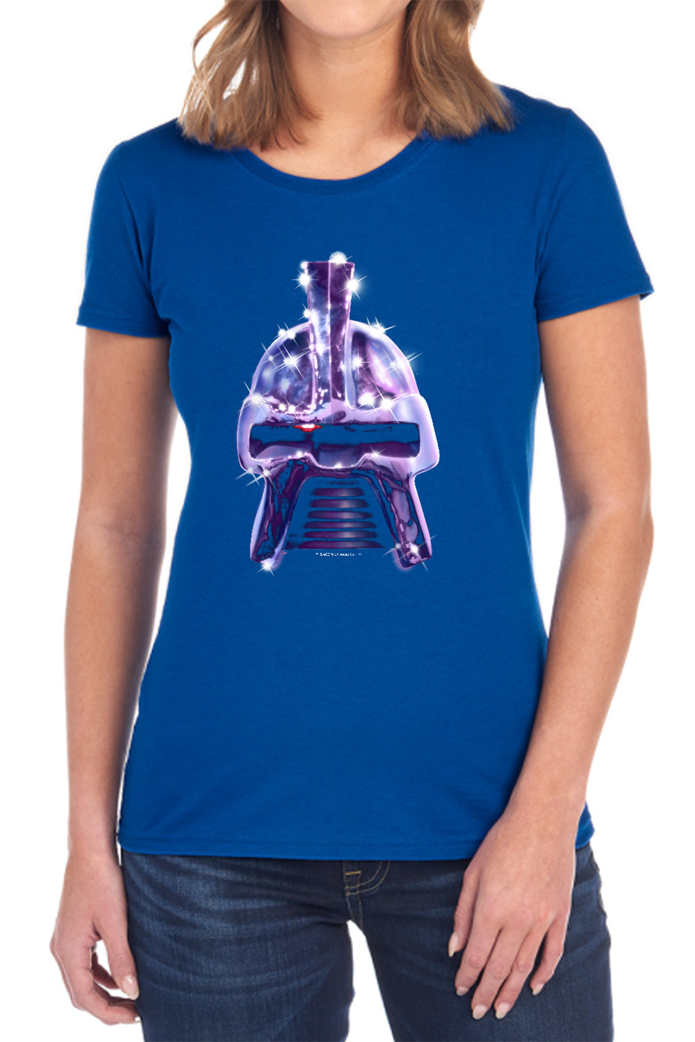 AN OFFCIALLY LICENSED BSG RETRO CYLON HEAD WOMEN'S REGULAR FIT T-SHIRT BLACK