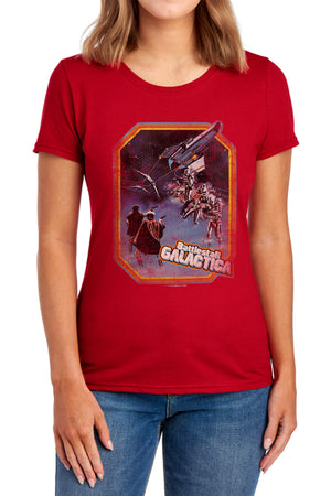 AN OFFCIALLY LICENSED BSG POSTER IRON ON WOMEN'S REGULAR FIT T-SHIRT NAVY