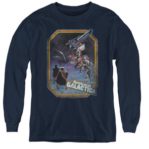 AN OFFCIALLY LICENSED BSG POSTER IRON ON YOUTH LONG SLEEVE T-SHIRT NAVY