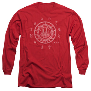 AN OFFCIALLY LICENSED BSG COLONIES MEN'S LONG SLEEVE T-SHIRT RED