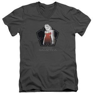 AN OFFCIALLY LICENSED BSG CYLON TECH MEN'S V-NECK T-SHIRT CHARCOAL
