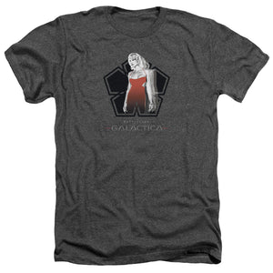 AN OFFCIALLY LICENSED BSG CYLON TECH MEN'S HEATHER T-SHIRT CHARCOAL