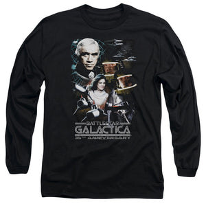AN OFFCIALLY LICENSED BSG 35TH ANNIVERSARY COLLAGE MEN'S LONG SLEEVE T-SHIRT BLACK
