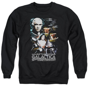 AN OFFCIALLY LICENSED BSG 35TH ANNIVERSARY COLLAGE ADULT UNISEX CREWNECK SWEATSHIRT BLACK