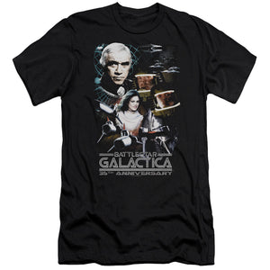 AN OFFCIALLY LICENSED BSG 35TH ANNIVERSARY COLLAGE MEN'S PREMIUM SLIM FIT T-SHIRT BLACK