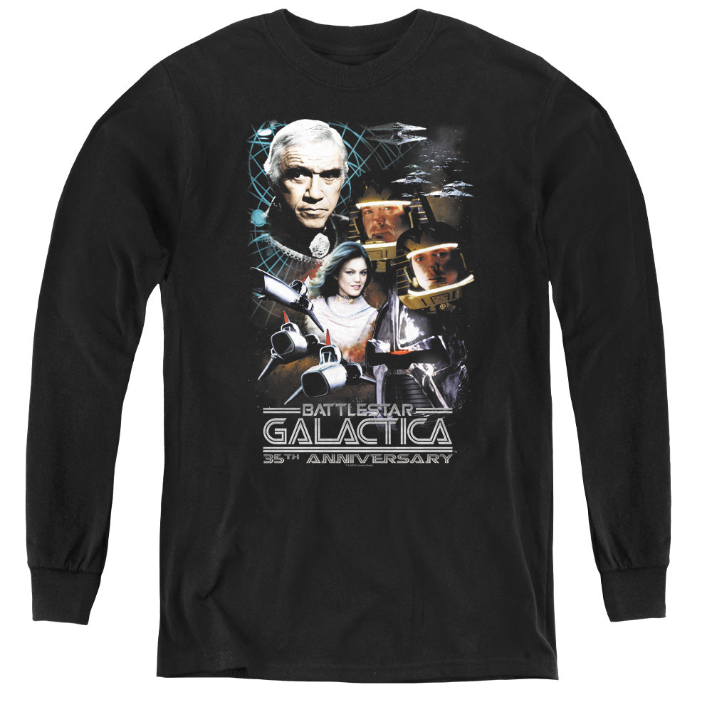 AN OFFCIALLY LICENSED BSG 35TH ANNIVERSARY COLLAGE YOUTH LONG SLEEVE T-SHIRT BLACK
