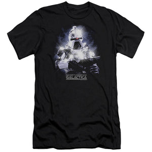 AN OFFCIALLY LICENSED BSG 35TH ANNIVERSARY CYLON MEN'S PREMIUM SLIM FIT T-SHIRT BLACK