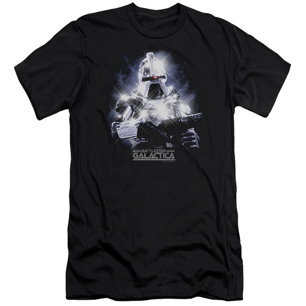 AN OFFCIALLY LICENSED BSG 35TH ANNIVERSARY CYLON MEN'S PREMIUM SLIM FIT T-SHIRT BLACK
