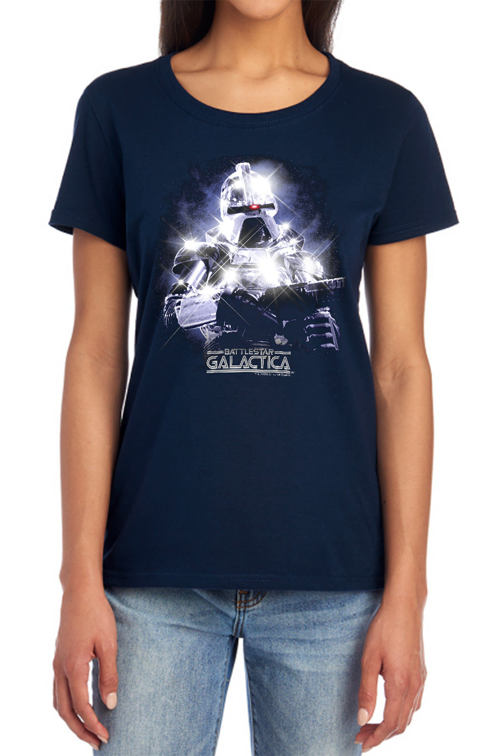AN OFFCIALLY LICENSED BSG 35TH ANNIVERSARY CYLON WOMEN'S REGULAR FIT T-SHIRT BLACK