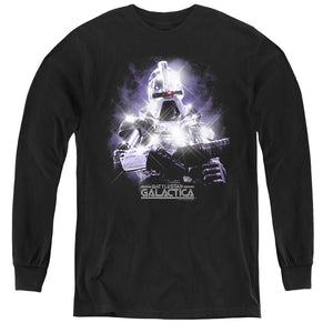 AN OFFCIALLY LICENSED BSG 35TH ANNIVERSARY CYLON YOUTH LONG SLEEVE T-SHIRT BLACK