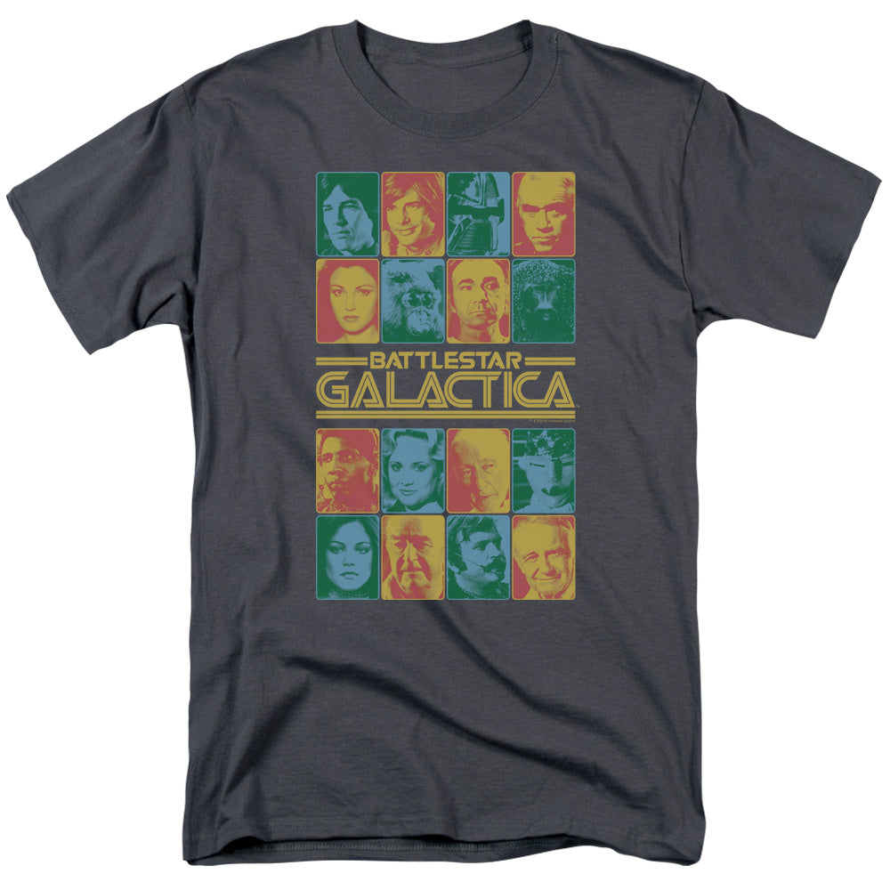 AN OFFCIALLY LICENSED BSG 35TH ANNIVERSARY CAST MEN'S REGULAR FIT T-SHIRT CHARCOAL