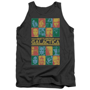 AN OFFCIALLY LICENSED BSG 35TH ANNIVERSARY CAST ADULT UNISEX TANK TOP CHARCOAL