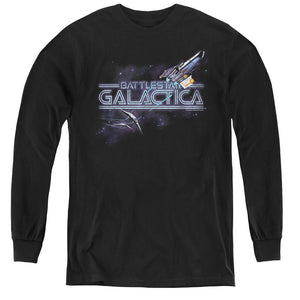 AN OFFCIALLY LICENSED BSG CYLON PERSUIT YOUTH LONG SLEEVE T-SHIRT BLACK