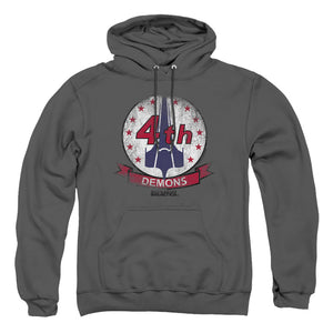 AN OFFCIALLY LICENSED BSG DEMONS BADGE ADULT UNISEX PULLOVER HOODIE CHARCOAL