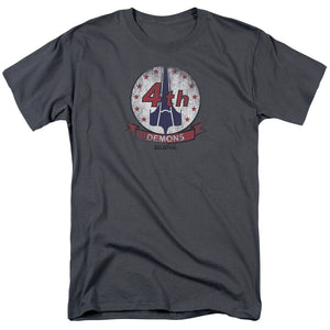 AN OFFCIALLY LICENSED BSG DEMONS BADGE MEN'S REGULAR FIT T-SHIRT CHARCOAL