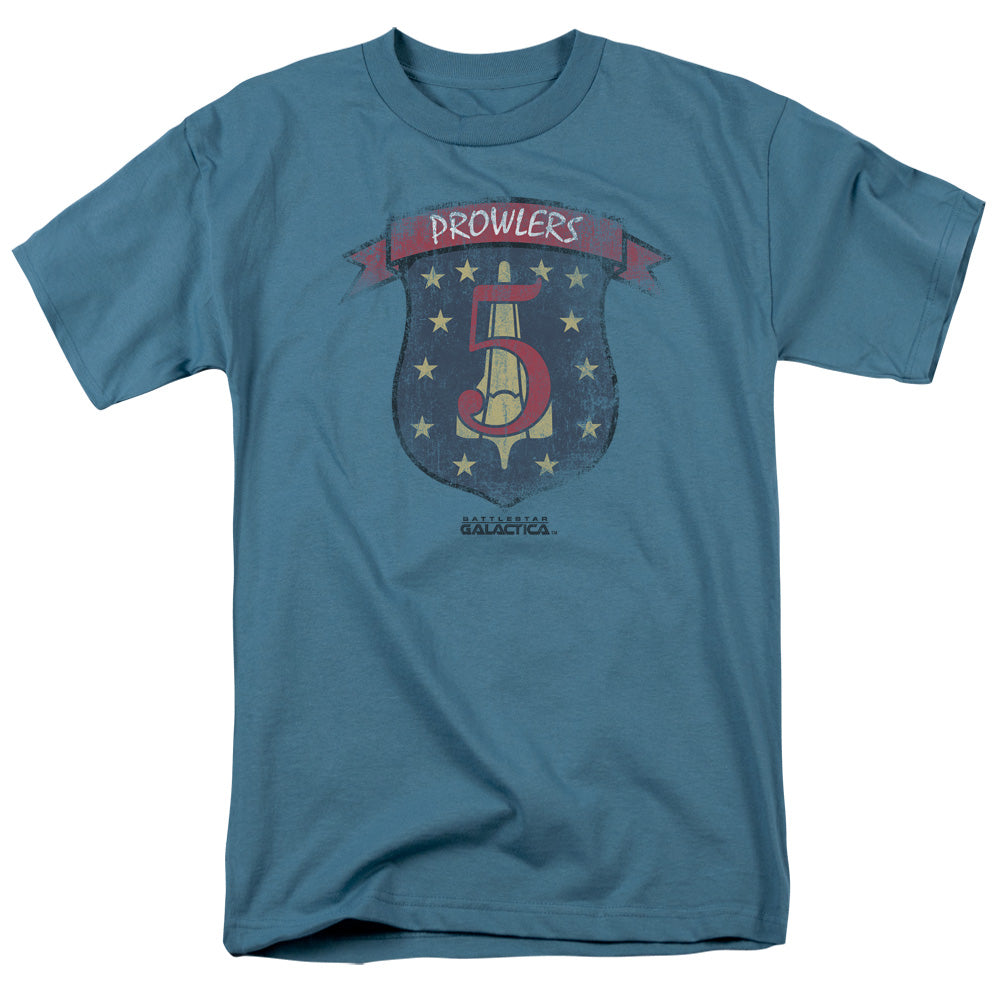 AN OFFCIALLY LICENSED BSG PROWLERS BADGE MEN'S REGULAR FIT T-SHIRT SLATE