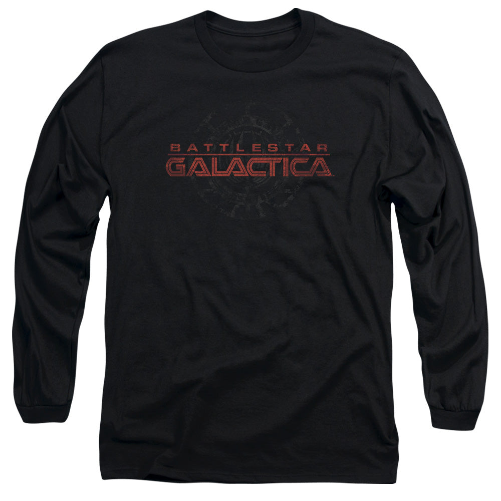 AN OFFCIALLY LICENSED BSG BATTERED LOGO MEN'S LONG SLEEVE T-SHIRT BLACK