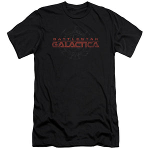 AN OFFCIALLY LICENSED BSG BATTERED LOGO MEN'S PREMIUM SLIM FIT T-SHIRT BLACK