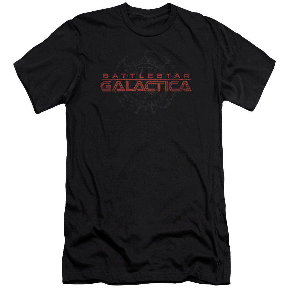 AN OFFCIALLY LICENSED BSG BATTERED LOGO MEN'S PREMIUM SLIM FIT T-SHIRT BLACK