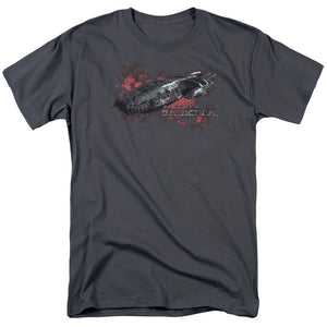AN OFFCIALLY LICENSED BSG GALACTICA MEN'S REGULAR FIT T-SHIRT CHARCOAL