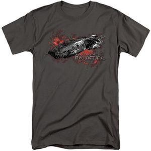AN OFFCIALLY LICENSED BSG GALACTICA MEN'S TALL FIT T-SHIRT BLACK