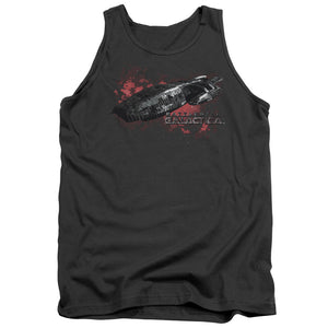 AN OFFCIALLY LICENSED BSG GALACTICA ADULT UNISEX TANK TOP CHARCOAL