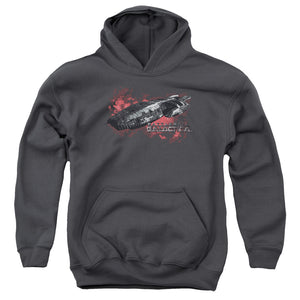 AN OFFCIALLY LICENSED BSG GALACTICA YOUTH HOODIE CHARCOAL