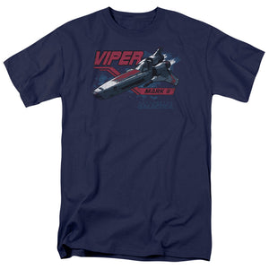AN OFFCIALLY LICENSED BSG VIPER MARK II MEN'S REGULAR FIT T-SHIRT NAVY