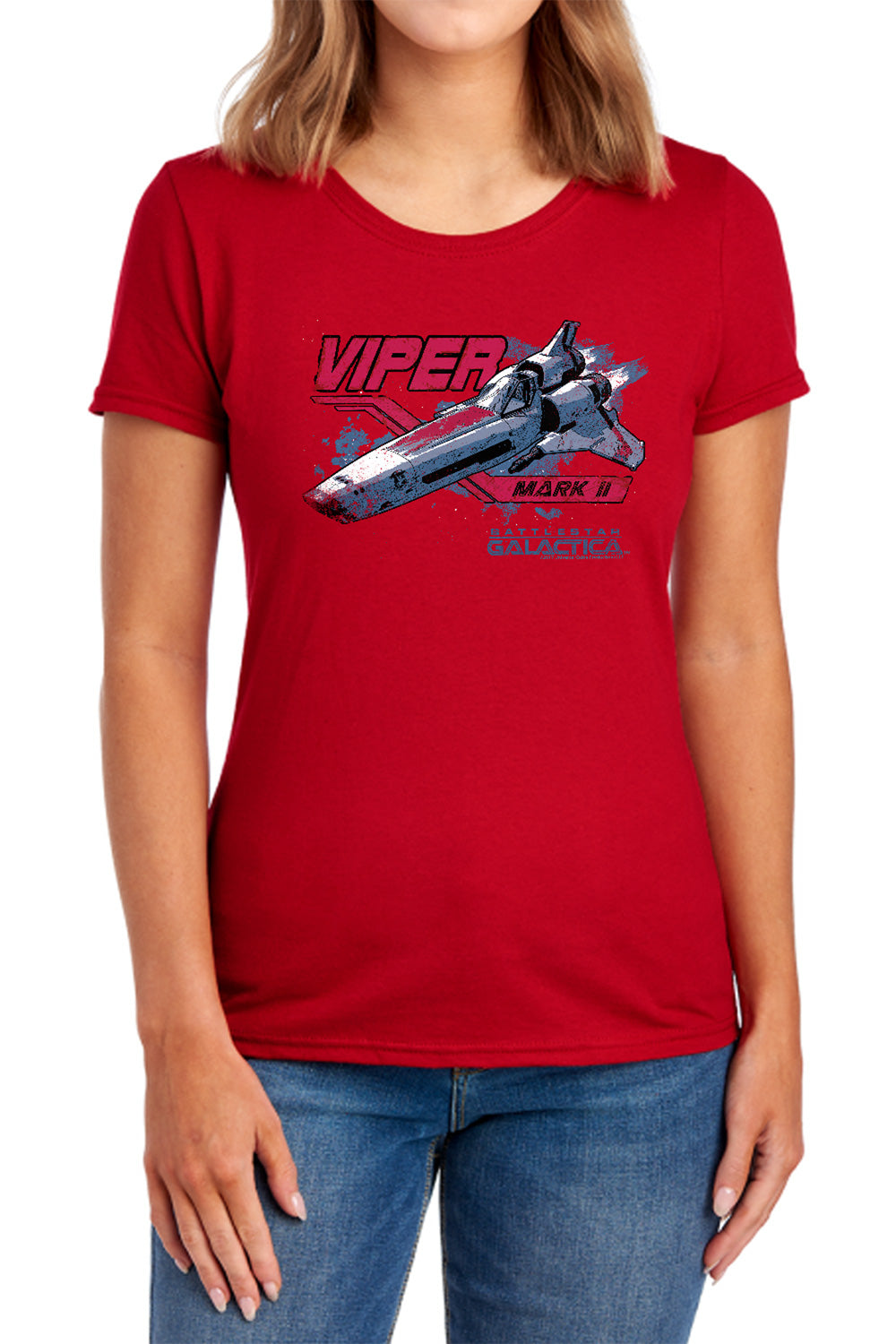 AN OFFCIALLY LICENSED BSG VIPER MARK II WOMEN'S REGULAR FIT T-SHIRT NAVY